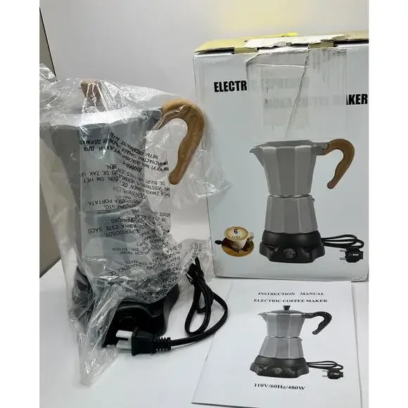 Electric Moka Pot Espresso Maker 6-Cup (300ml) Portable with Detachable Base - Picture 6 of 9